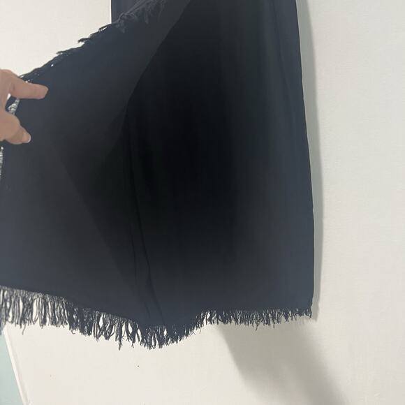 Austin Clothing Co Women Black Wool Blend Midi Wrap Skirt Fringe Size M OldMoney - Picture 3 of 10
